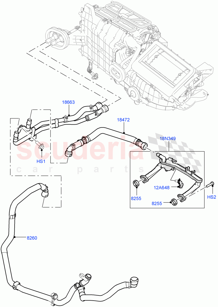 Heater Hoses (3.0L DOHC GDI SC V6 PETROL, Less Heater, With Ptc Heater, 5.0L P AJ133 DOHC CDA S/C Enhanced) of Land Rover Land Rover Range Rover Velar (2017+) [2.0 Turbo Diesel AJ21D4]