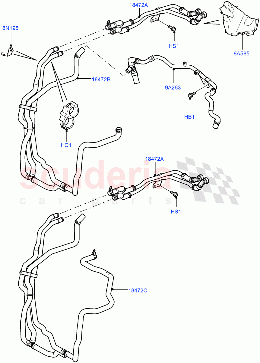 Heater Hoses (Lion Diesel 2.7 V6 (140KW)) ((V) TO9A999999) of Land Rover Land Rover Range Rover Sport (2005-2009) [4.4 AJ Petrol V8]