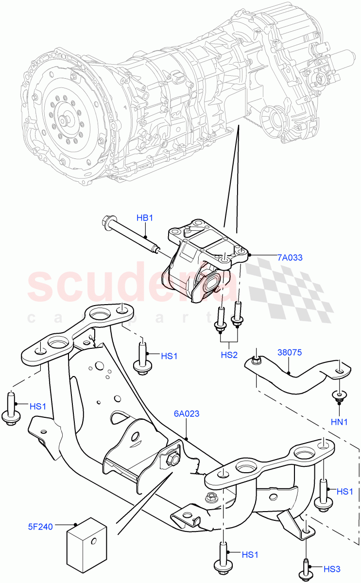 Transmission Mounting (4.4L DOHC DITC V8 Diesel, 5.0L OHC SGDI SC V8 Petrol - AJ133) ((V) TOHA999999) of Land Rover Land Rover Range Rover (2012-2021) [3.0 I6 Turbo Petrol AJ20P6]
