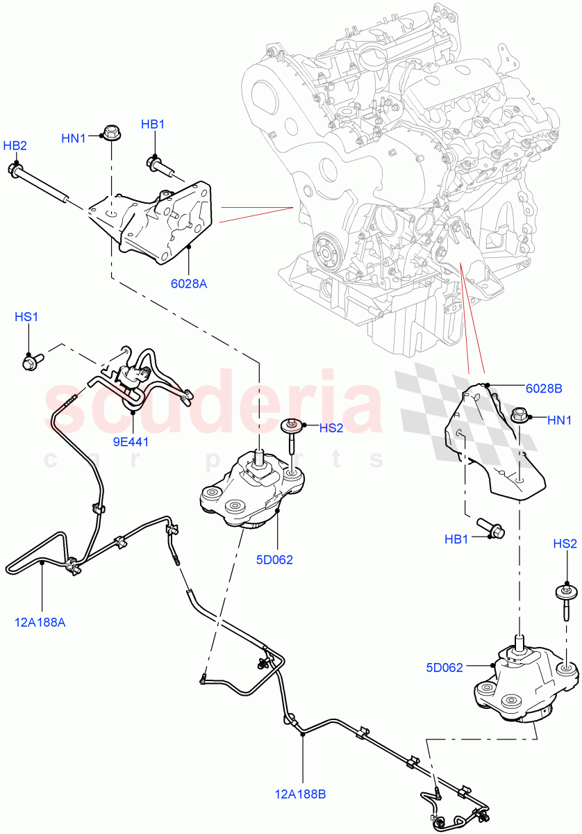 Engine Mounting (Nitra Plant Build) (3.0 V6 Diesel) ((V) FROMK2000001) of Land Rover Land Rover Discovery 5 (2017+) [2.0 Turbo Petrol AJ200P]