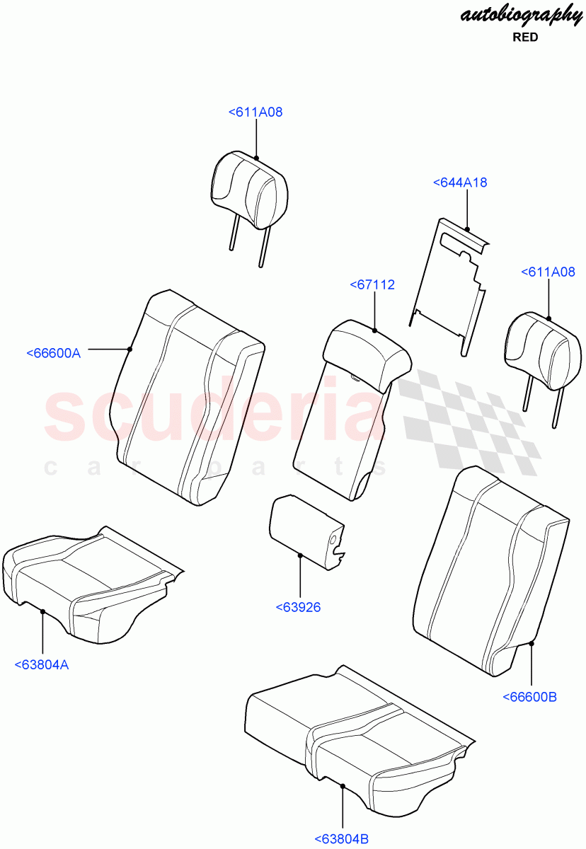 Rear Seat Covers (2S AL Leather Diamond, With 60/40 Power Fold Thru Rr Seat) ((V) FROMHA000001, (V) TOHA999999) of Land Rover Land Rover Range Rover (2012-2021) [3.0 Diesel 24V DOHC TC]