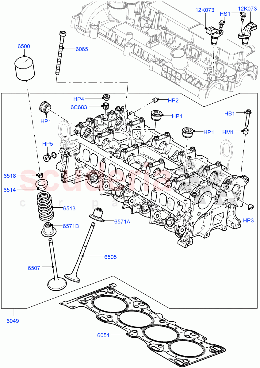 Cylinder Head (2.0L 16V TIVCT T/C 240PS Petrol, Itatiaia (Brazil)) ((V) FROMGT000001) of Land Rover Land Rover Range Rover Evoque (2012-2018) [2.0 Turbo Petrol GTDI]