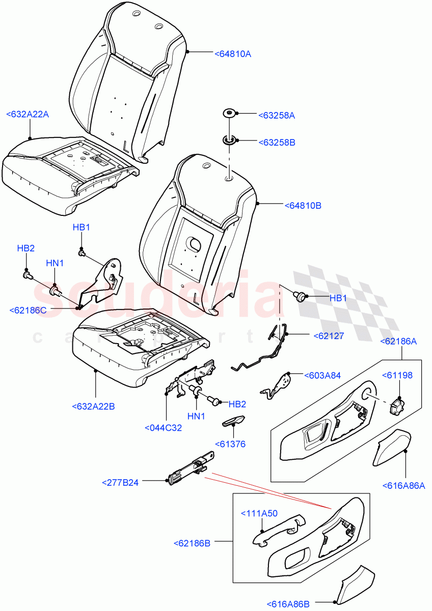 Front Seat Pads/Valances & Heating (Pads/Valances, Nitra Plant Build) ((V) FROMK2000001) of Land Rover Land Rover Discovery 5 (2017+) [3.0 Diesel 24V DOHC TC]