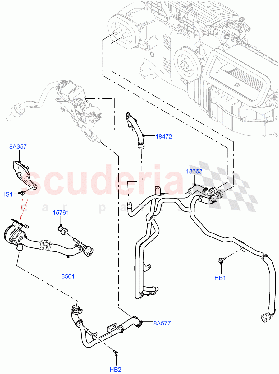 Heater Hoses (Front) (3.0L AJ20D6 Diesel High, With Fuel Fired Heater, Premium Air Conditioning-Front/Rear) ((V) FROMLA000001) of Land Rover Land Rover Range Rover Sport (2014+) [2.0 Turbo Petrol GTDI]
