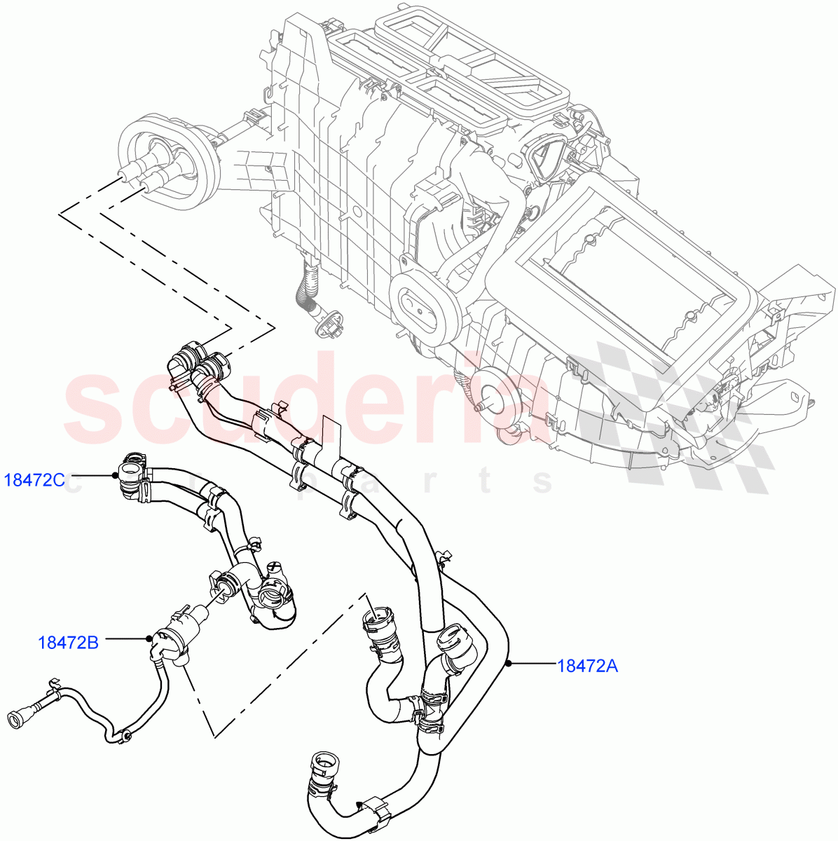 Heater Hoses (2.0L I4 High DOHC AJ200 Petrol, Less Heater, 2.0L I4 Mid DOHC AJ200 Petrol, With Ptc Heater) of Land Rover Land Rover Range Rover Velar (2017+) [3.0 DOHC GDI SC V6 Petrol]