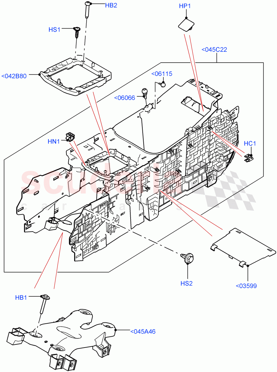 Console - Floor (Internal Components) (Halewood (UK)) ((V) FROMLH000001) of Land Rover Land Rover Discovery Sport (2015+) [1.5 I3 Turbo Petrol AJ20P3]
