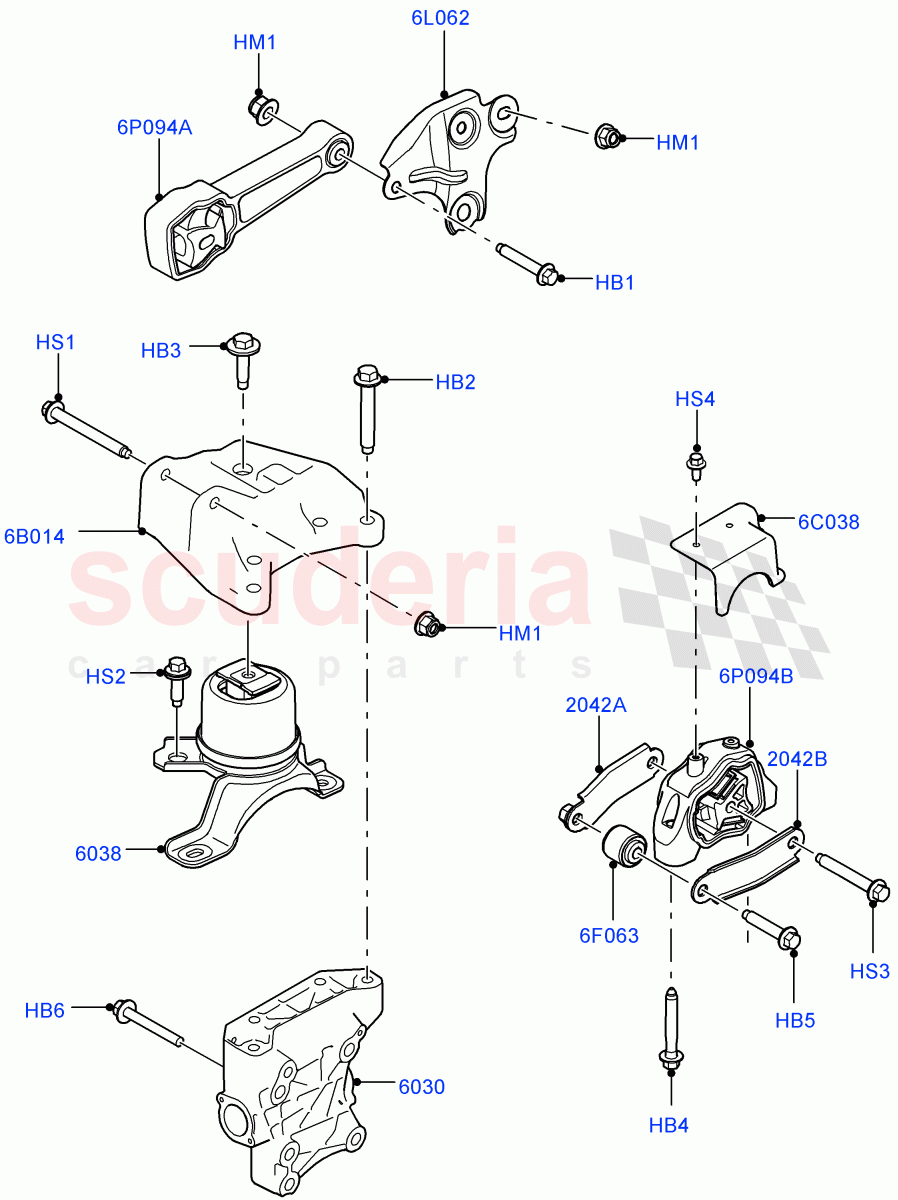 Engine Mounting (2.0L I4 DSL MID DOHC AJ200, Itatiaia (Brazil), 2.0L I4 DSL HIGH DOHC AJ200) ((V) FROMGT000001) of Land Rover Land Rover Discovery Sport (2015+) [2.0 Turbo Diesel]