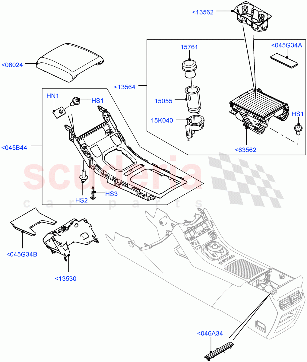 Console - Floor (External Components) (Itatiaia (Brazil)) ((V) FROMGT000001) of Land Rover Land Rover Range Rover Evoque (2012-2018) [2.0 Turbo Petrol AJ200P]