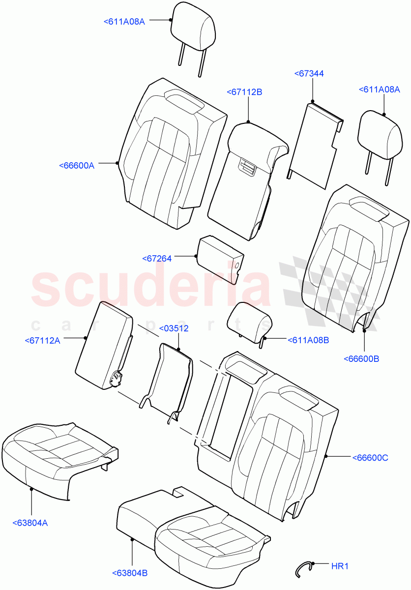Rear Seat Covers (Perf Windsor Leather/Suede, Version - Core, Non SVR) ((V) FROMJA000001) of Land Rover Land Rover Range Rover Sport (2014+) [5.0 OHC SGDI SC V8 Petrol]