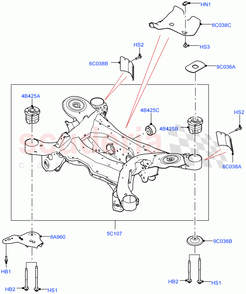 Rear Cross Member & Stabilizer Bar (Crossmember) of Land Rover Land Rover Defender (2020+) [5.0 OHC SGDI SC V8 Petrol]