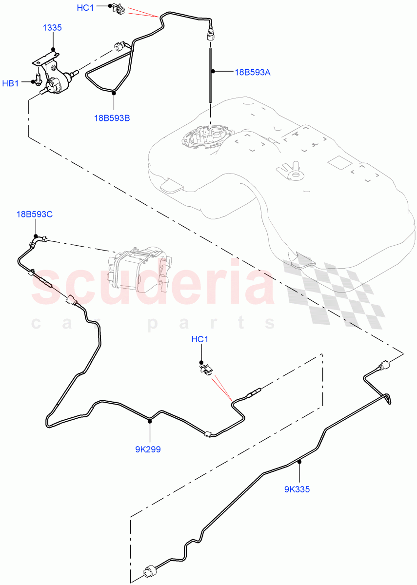Auxiliary Fuel Fired Pre-Heater (Heater Fuel Supply) (Itatiaia (Brazil), Fuel Fired Heater With Park Heat, With Fuel Fired Heater, Fuel Heater W/Pk Heat With Remote) of Land Rover Land Rover Range Rover Evoque (2019+) [1.5 I3 Turbo Petrol AJ20P3]