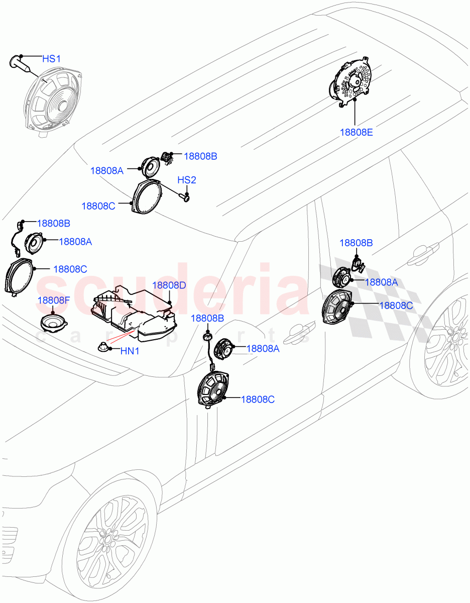 Speakers (Hi Line Audio System - 600 W) of Land Rover Land Rover Range Rover (2012-2021) [5.0 OHC SGDI NA V8 Petrol]