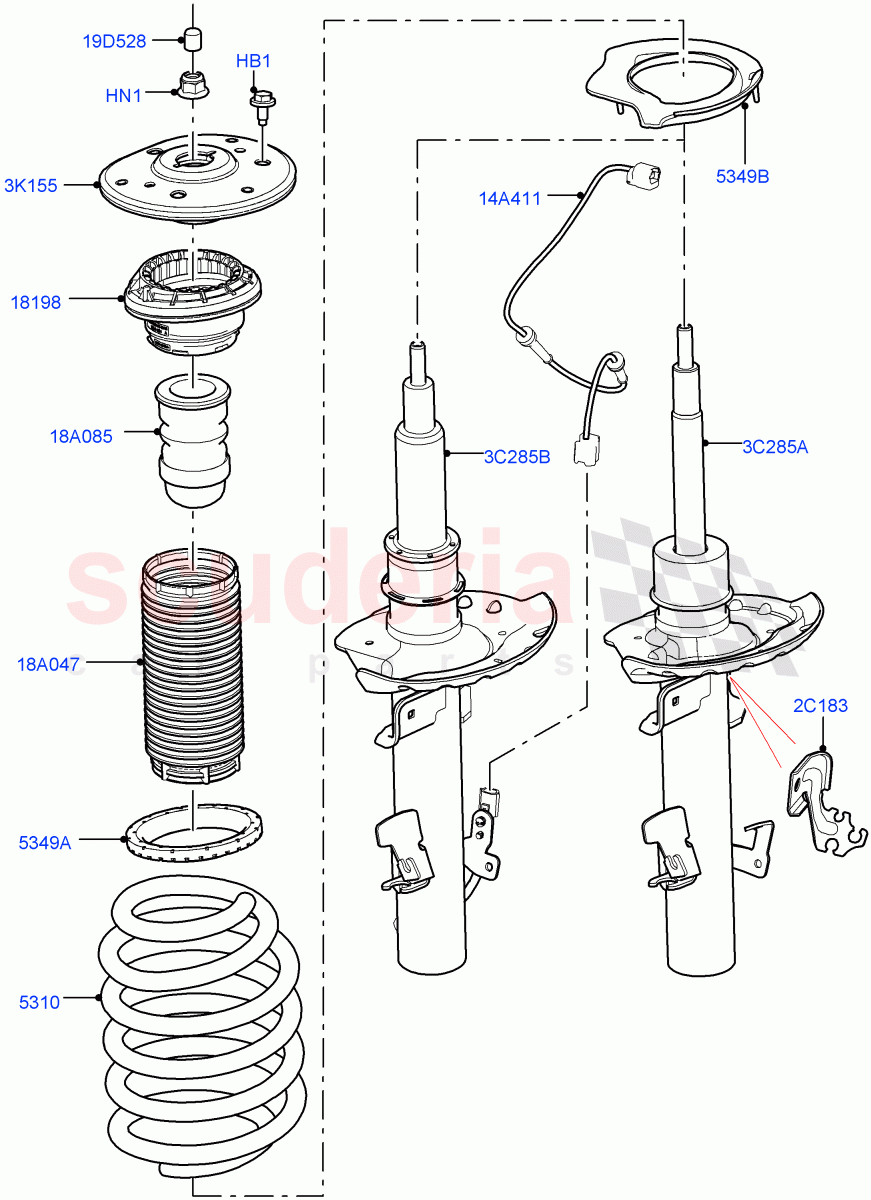 Front Suspension Struts And Springs (Itatiaia (Brazil)) of Land Rover Land Rover Range Rover Evoque (2019+) [2.0 Turbo Diesel]