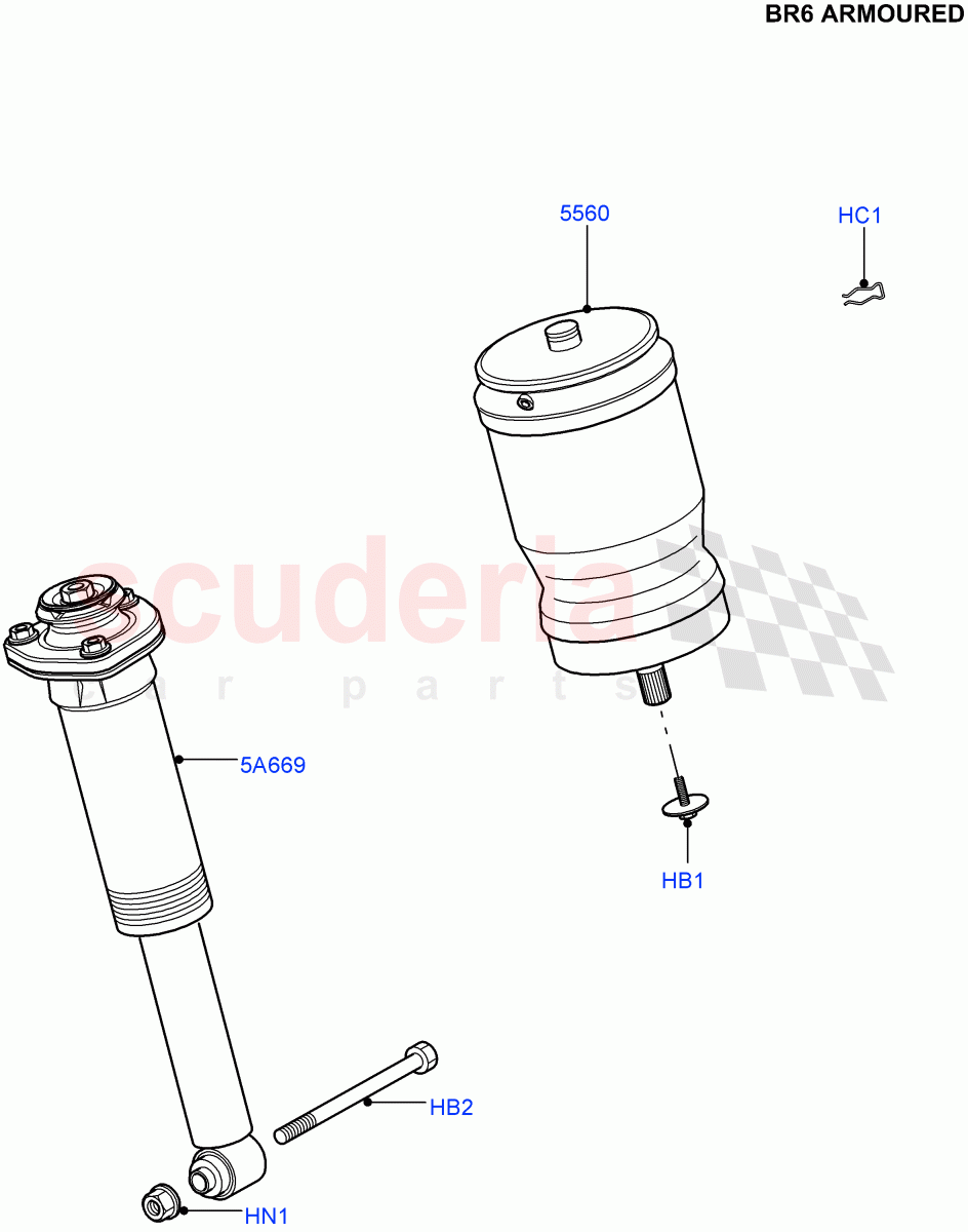 Rear Springs And Shock Absorbers (With B6 Level Armouring) ((V) FROMAA000001) of Land Rover Land Rover Range Rover (2010-2012) [5.0 OHC SGDI NA V8 Petrol]