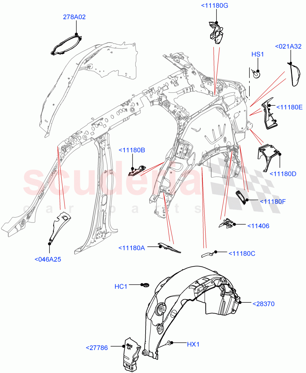 Side Panels - Inner (Wheelarch) of Land Rover Land Rover Range Rover Velar (2017+) [2.0 Turbo Diesel]