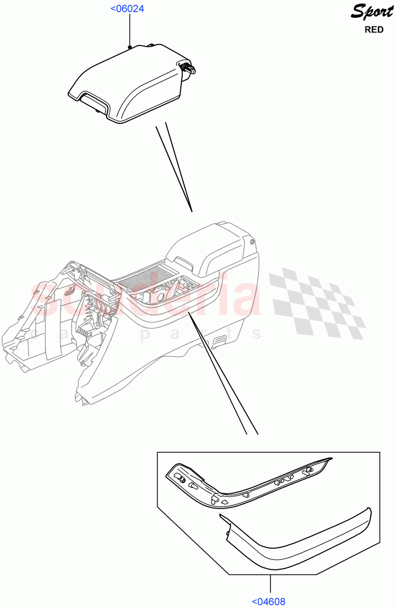 Console - Floor (For Stowage Boxes And Lids) (Red Sport LE) ((V) FROMDA000001) of Land Rover Land Rover Range Rover Sport (2010-2013) [3.6 V8 32V DOHC EFI Diesel]