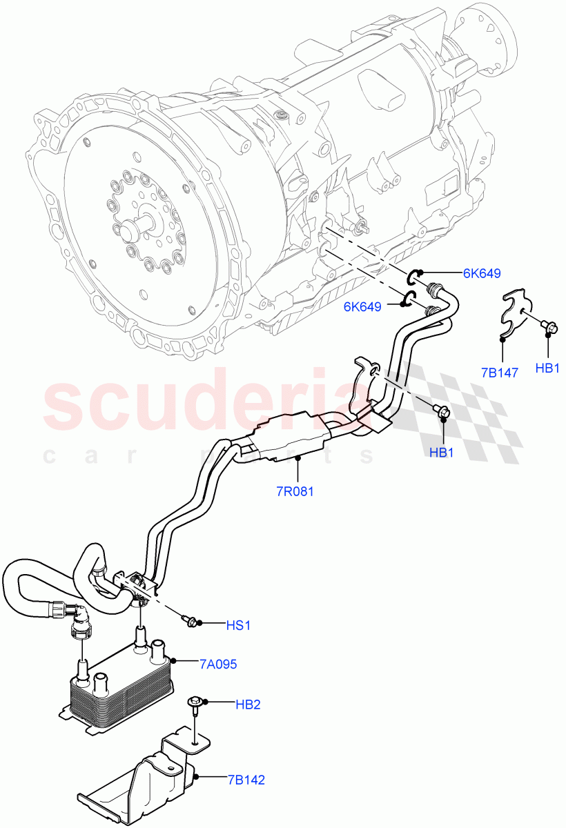 Transmission Cooling Systems (2.0L AJ21D4 Diesel Mid, 8 Speed Automatic Trans 8HP51) ((V) FROMMA000001) of Land Rover Land Rover Range Rover Velar (2017+) [2.0 Turbo Petrol AJ200P]