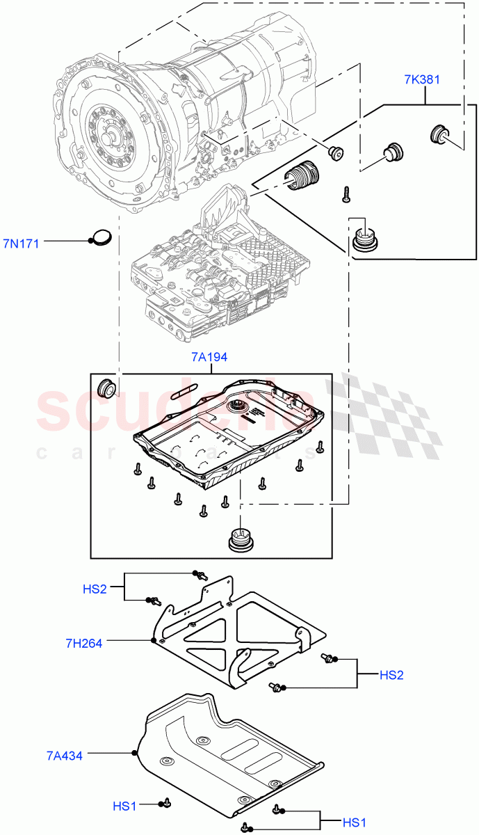 Transmission External Components (3.0 V6 D Gen2 Twin Turbo, 8 Speed Auto Trans ZF 8HP70 4WD, 3.0L DOHC GDI SC V6 PETROL) ((V) FROMEA000001) of Land Rover Land Rover Discovery 4 (2010-2016) [5.0 OHC SGDI NA V8 Petrol]