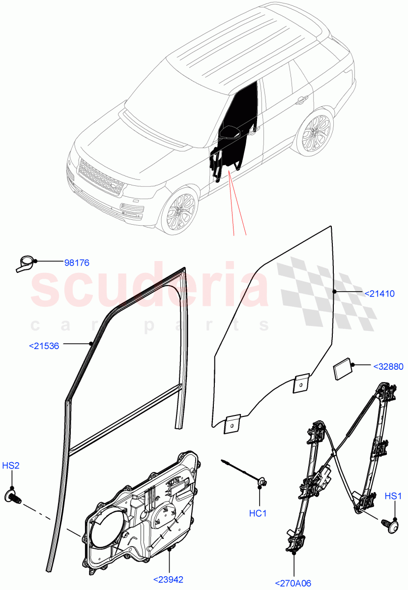 Front Door Glass & Window Controls of Land Rover Land Rover Range Rover (2012-2021) [4.4 DOHC Diesel V8 DITC]