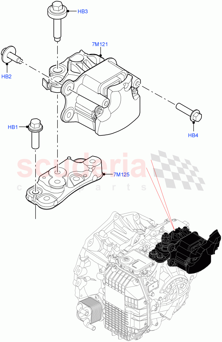 Transmission Mounting (1.5L AJ20P3 Petrol High, 8 Speed Automatic Trans 8G30, Changsu (China), 1.5L AJ20P3 Petrol High PHEV) ((V) FROMLG000001) of Land Rover Land Rover Discovery Sport (2015+) [2.0 Turbo Diesel]