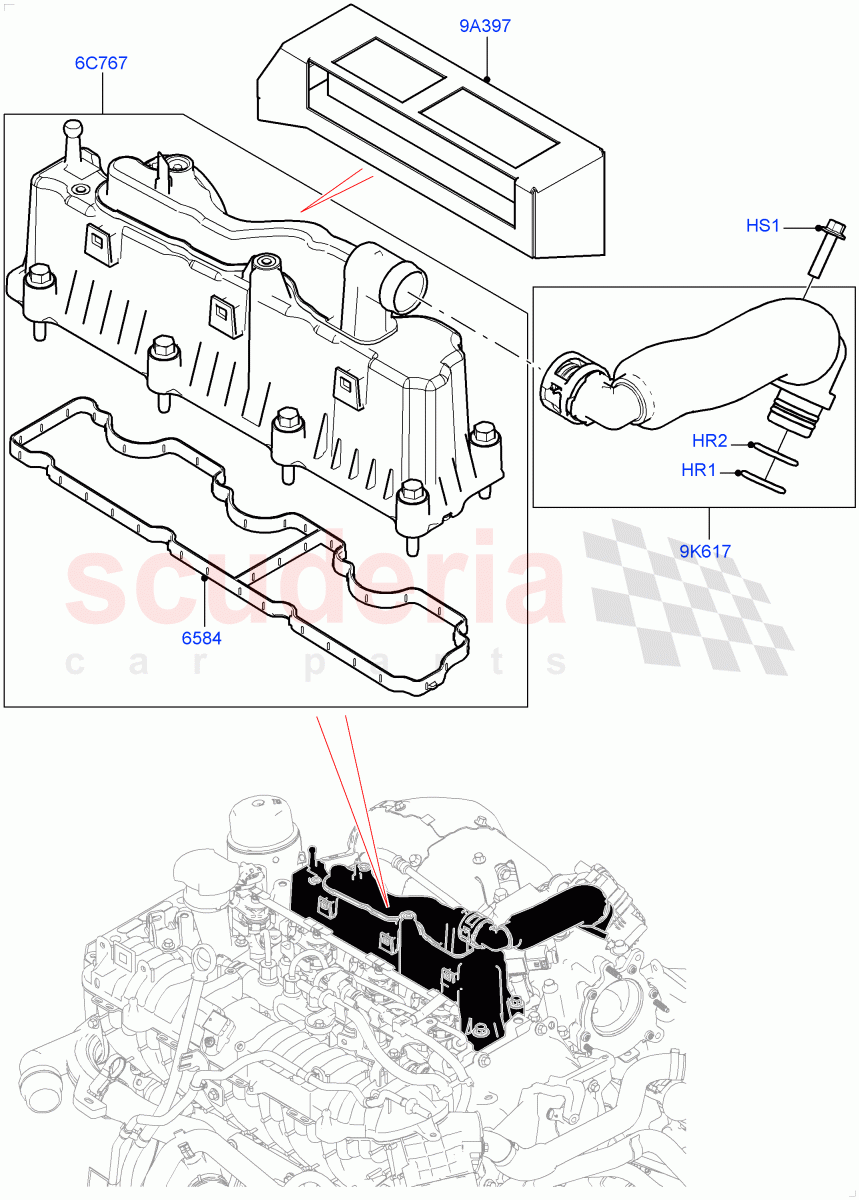 Emission Control - Crankcase (2.0L I4 DSL MID DOHC AJ200, Itatiaia (Brazil), 2.0L I4 DSL HIGH DOHC AJ200) ((V) FROMGT000001) of Land Rover Land Rover Discovery Sport (2015+) [2.0 Turbo Diesel]