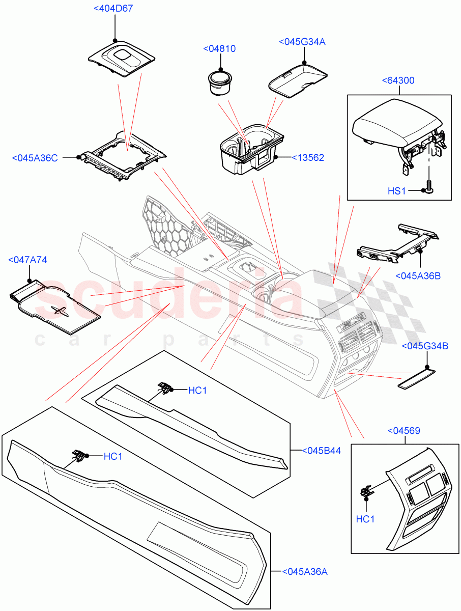 Console - Floor (External Components) (Itatiaia (Brazil)) ((V) FROMLT000001) of Land Rover Land Rover Discovery Sport (2015+) [2.0 Turbo Petrol AJ200P]