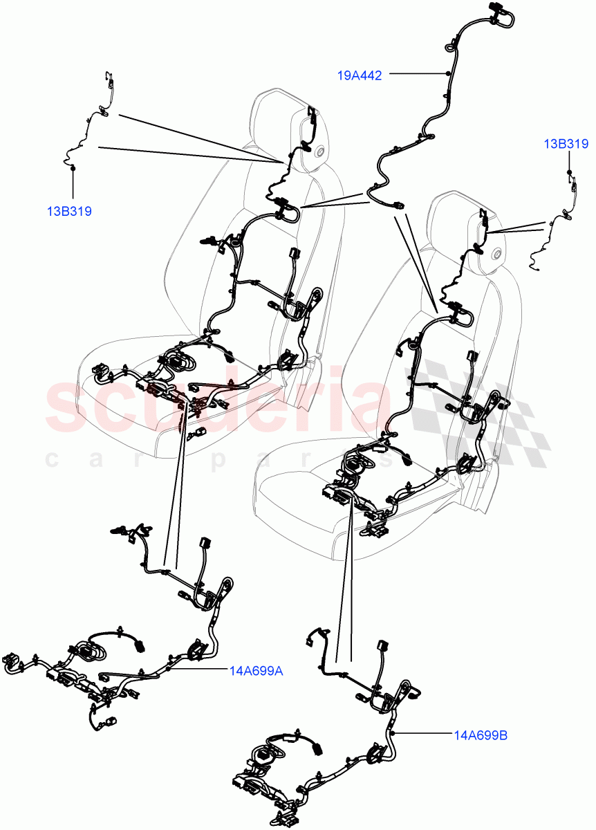 Wiring - Seats (Front Seats) (Halewood (UK)) ((V) TOMH999999) of Land Rover Land Rover Discovery Sport (2015+) [1.5 I3 Turbo Petrol AJ20P3]