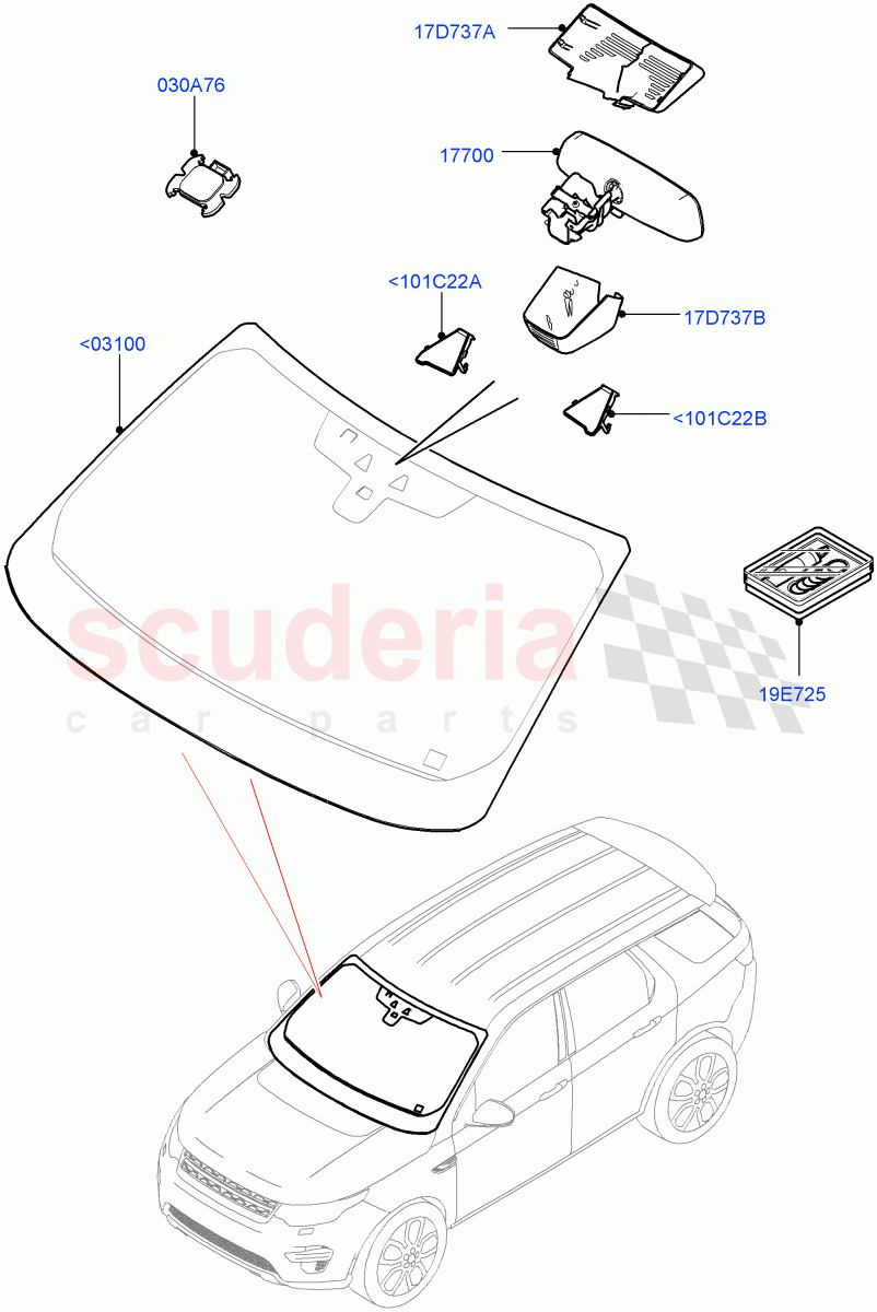 Windscreen/Inside Rear View Mirror (Changsu (China)) ((V) FROMFG000001) of Land Rover Land Rover Discovery Sport (2015+) [1.5 I3 Turbo Petrol AJ20P3]