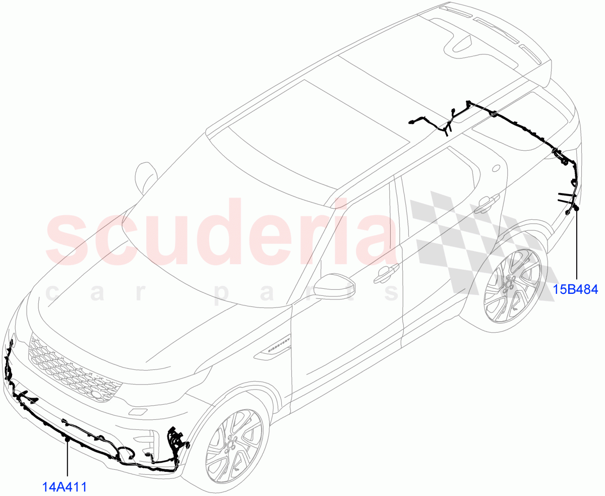 Electrical Wiring - Body And Rear (Bumper, Solihull Plant Build) ((V) FROMHA000001) of Land Rover Land Rover Discovery 5 (2017+) [3.0 I6 Turbo Diesel AJ20D6]