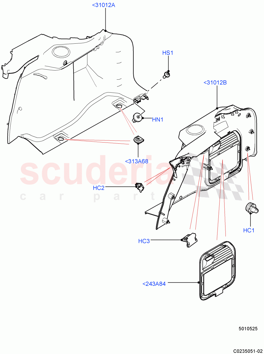 Side Trim (Luggage Compartment) (3 Door, Halewood (UK), 5 Door) of Land Rover Land Rover Range Rover Evoque (2012-2018) [2.0 Turbo Petrol GTDI]