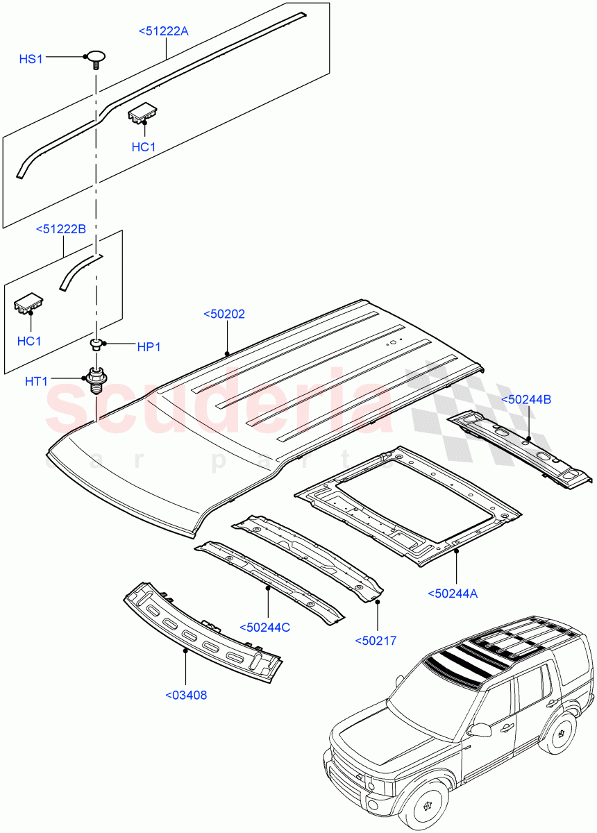 Roof - Sheet Metal (Less Sun Roof) ((V) FROMAA000001) of Land Rover Land Rover Discovery 4 (2010-2016) [3.0 Diesel 24V DOHC TC]