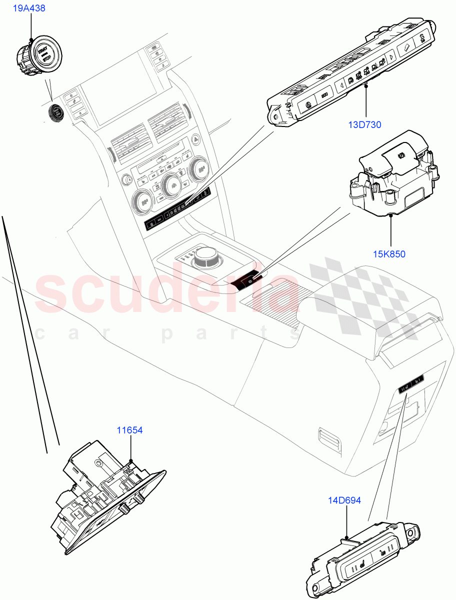 Switches (Facia And Console) (Changsu (China)) ((V) FROMFG000001) of Land Rover Land Rover Discovery Sport (2015+) [1.5 I3 Turbo Petrol AJ20P3]