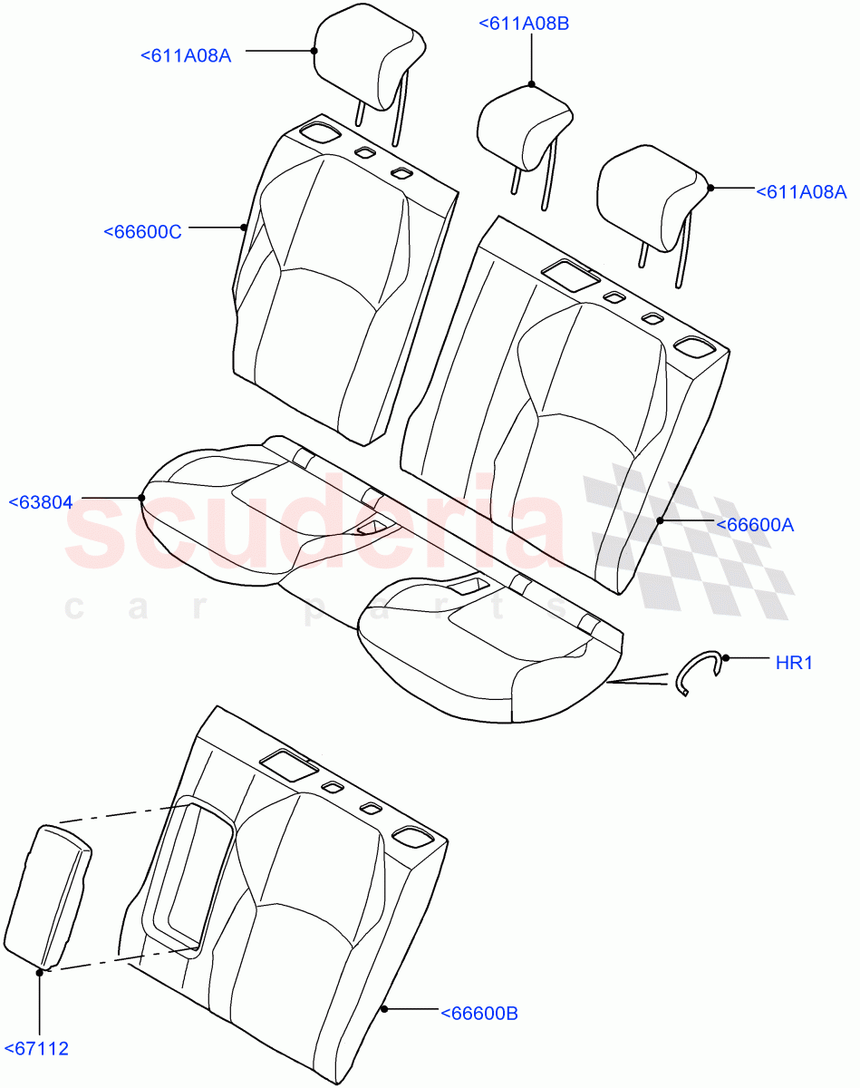 Rear Seat Covers (Grained Cloth, Halewood (UK)) ((V) FROMGH000001) of Land Rover Land Rover Range Rover Evoque (2012-2018) [2.0 Turbo Petrol AJ200P]
