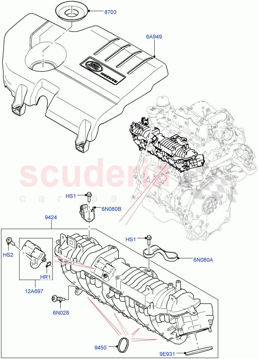 Inlet Manifold (2.0L I4 DSL MID DOHC AJ200, Itatiaia (Brazil)) ((V) FROMGT000001) of Land Rover Land Rover Range Rover Evoque (2012-2018) [2.0 Turbo Diesel]