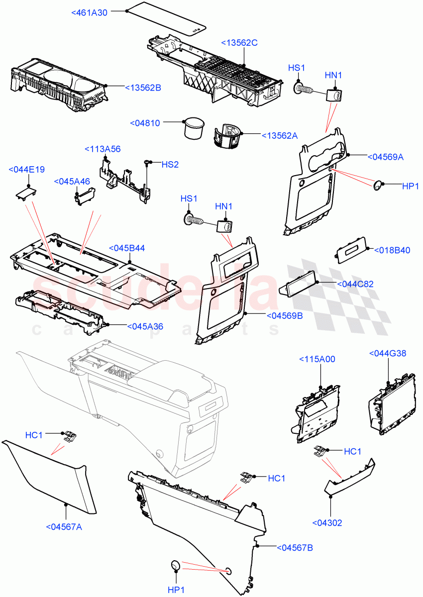 Console - Floor (External Components, Solihull Plant Build) ((V) FROMHA000001) of Land Rover Land Rover Discovery 5 (2017+) [2.0 Turbo Petrol AJ200P]