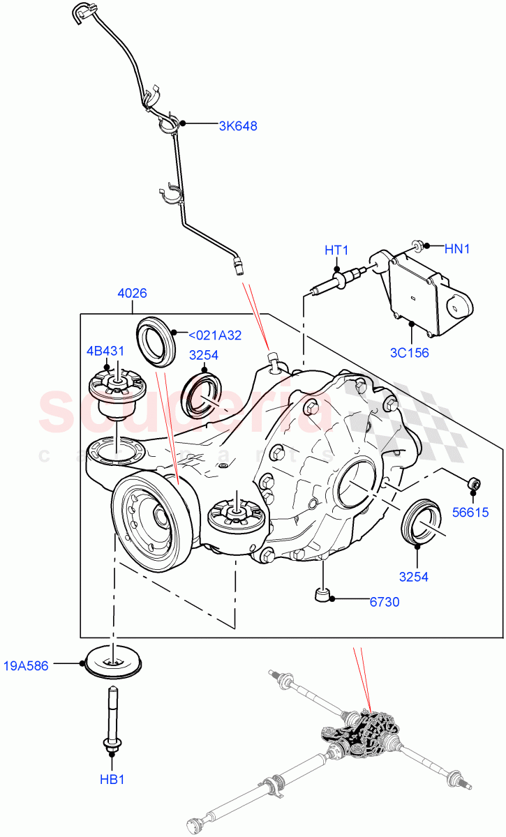 Rear Axle (3.0L DOHC GDI SC V6 PETROL, Rear Axle Open Diff w/TVBB, 3.0 V6 D Gen2 Twin Turbo, Rear Axle Open Style Differential) ((V) TOLA999999) of Land Rover Land Rover Range Rover Velar (2017+) [2.0 Turbo Diesel AJ21D4]