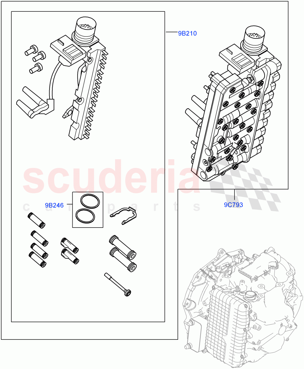 Valve Body - Main Control & Servo's (Hydraulic Control Unit Kit) (2.0L AJ20P4 Petrol Mid PTA, 9 Speed Auto Trans 9HP50, Changsu (China)) ((V) FROMKG006088) of Land Rover Land Rover Range Rover Evoque (2019+) [2.0 Turbo Petrol AJ200P]