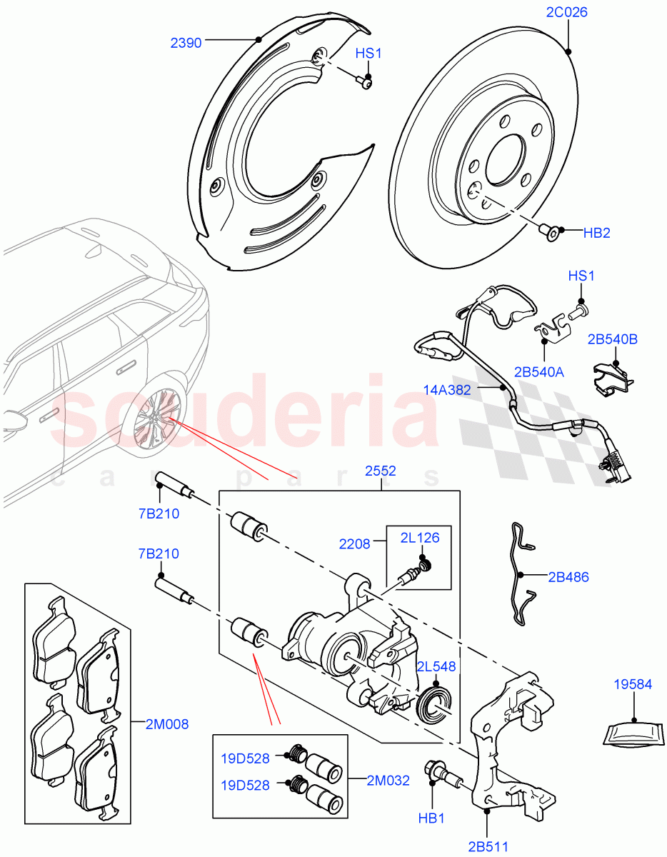 Rear Brake Discs And Calipers (Version - Core, Version - R-Dynamic) of Land Rover Land Rover Range Rover Velar (2017+) [2.0 Turbo Diesel]