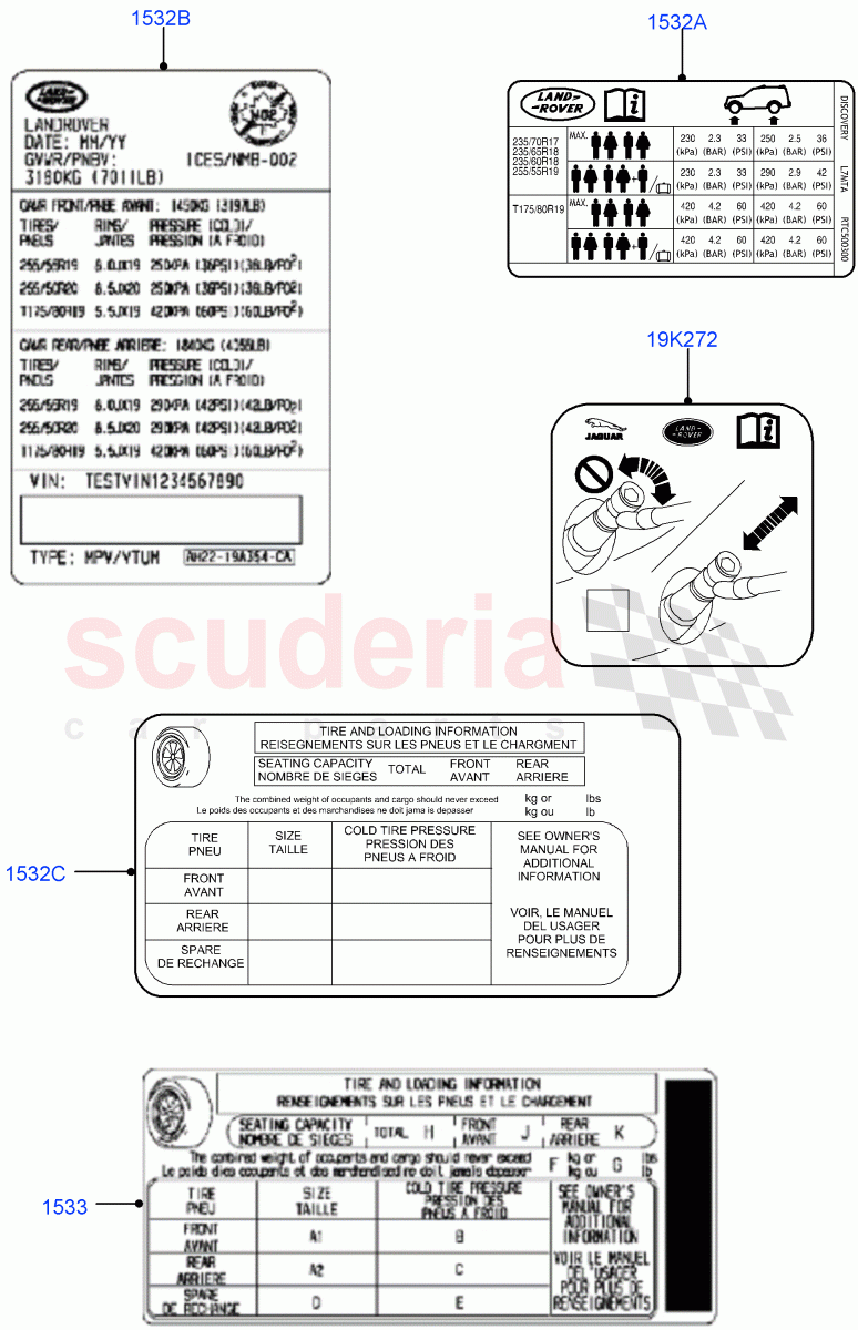 Labels ((V) FROMAA000001) of Land Rover Land Rover Discovery 4 (2010-2016) [2.7 Diesel V6]