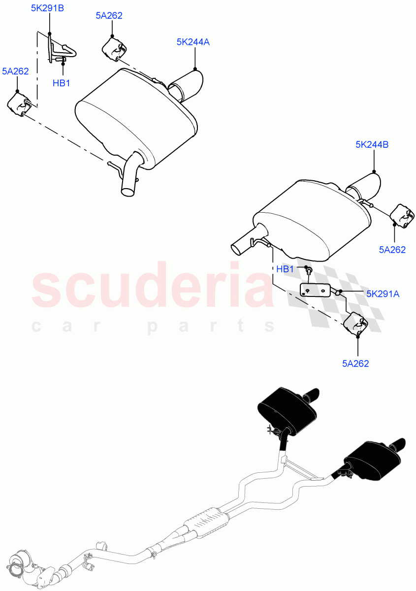 Exhaust System (Rear Section) (2.0L 16V TIVCT T/C 240PS Petrol) of Land Rover Land Rover Range Rover Sport (2014+) [2.0 Turbo Petrol GTDI]