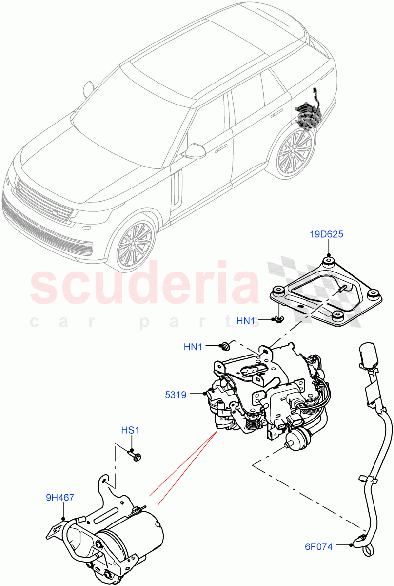 Air Suspension Compressor And Lines (Compressor Assy) of Land Rover Land Rover Range Rover (2022+) [3.0 I6 Turbo Diesel AJ20D6]