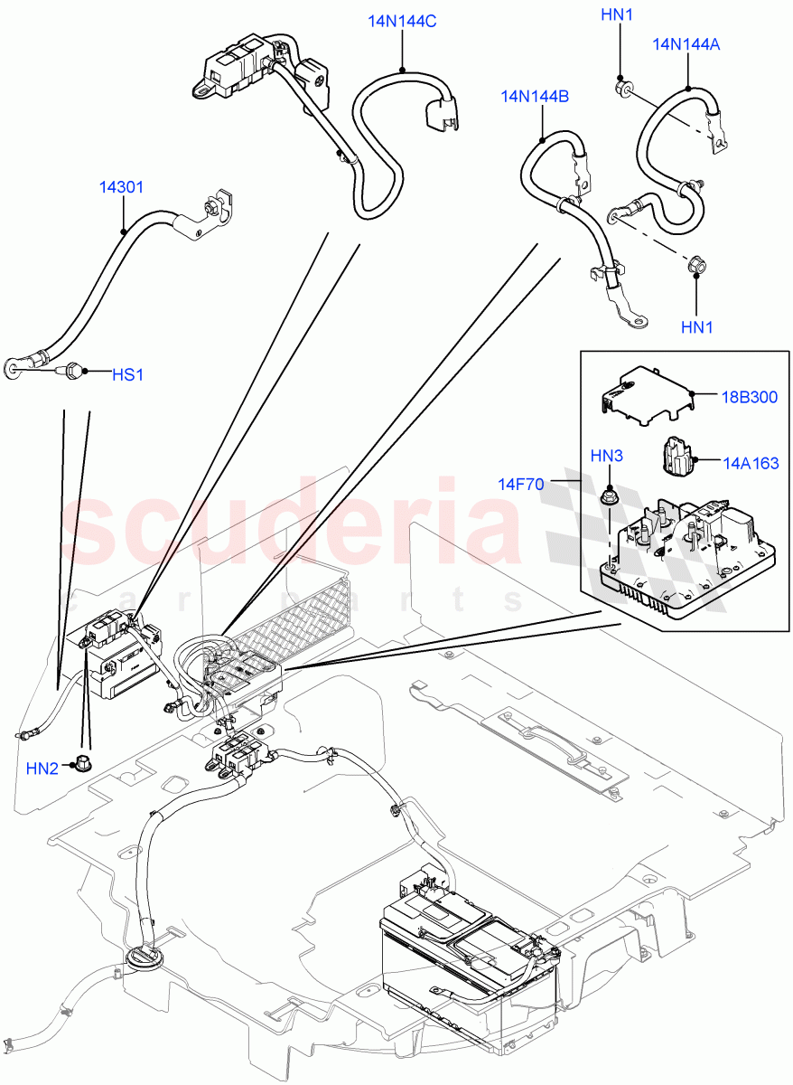 Battery Cables And Horn (Battery Cables) (Auxillary Battery 14AH B19) of Land Rover Land Rover Range Rover (2012-2021) [5.0 OHC SGDI SC V8 Petrol]