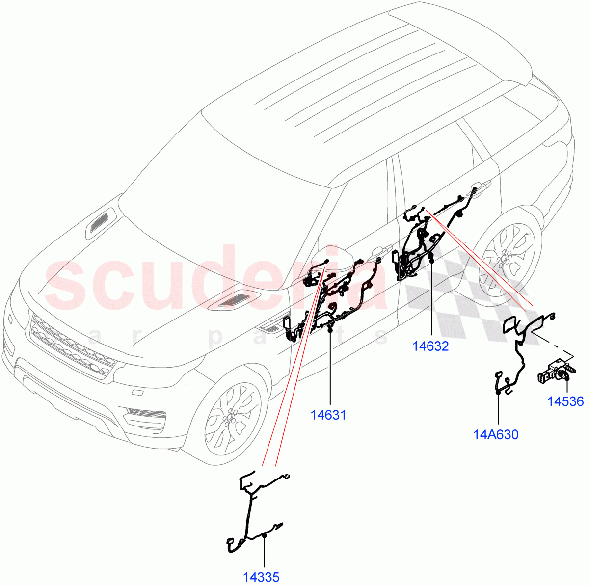 Electrical Wiring - Body And Rear (Front And Rear Door) ((V) FROMJA000001, (V) TOJA999999) of Land Rover Land Rover Range Rover Sport (2014+) [2.0 Turbo Petrol GTDI]