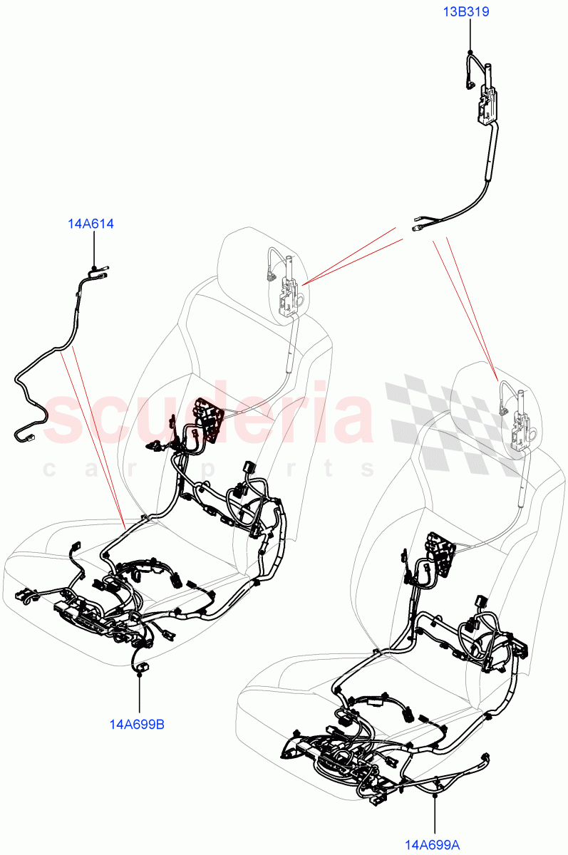 Wiring - Seats (Solihull Plant Build, Front Seats) ((V) FROMHA000001, (V) TOHA999999) of Land Rover Land Rover Discovery 5 (2017+) [3.0 I6 Turbo Diesel AJ20D6]