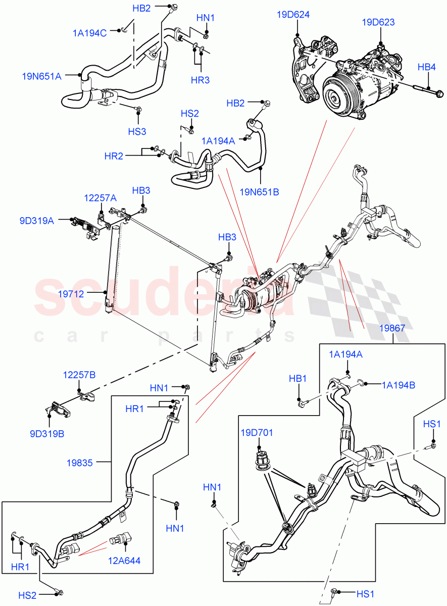 Air Conditioning Condensr/Compressr (Front) (3.0L AJ20P6 Petrol High, 3.0L AJ20D6 Diesel High) ((V) FROMMA000001) of Land Rover Land Rover Range Rover Velar (2017+) [3.0 DOHC GDI SC V6 Petrol]