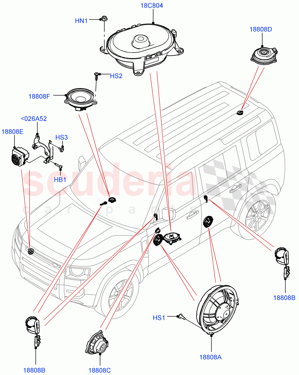 Speakers (Premium Audio 1280 W) of Land Rover Land Rover Defender (2020+) [5.0 OHC SGDI SC V8 Petrol]