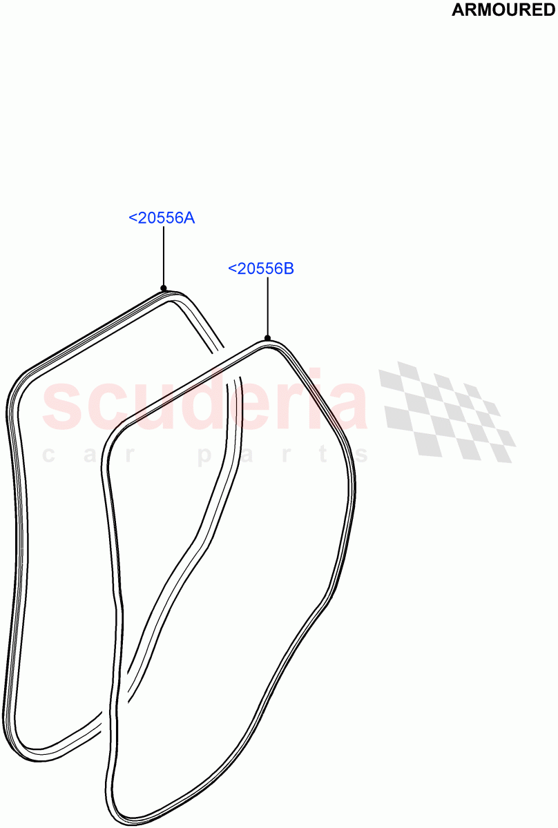 Rear Doors, Hinges & Weatherstrips (Weatherstrips And Seals, Finisher And Seals) (Armoured) ((V) FROMEA000001) of Land Rover Land Rover Range Rover (2012-2021) [3.0 I6 Turbo Diesel AJ20D6]