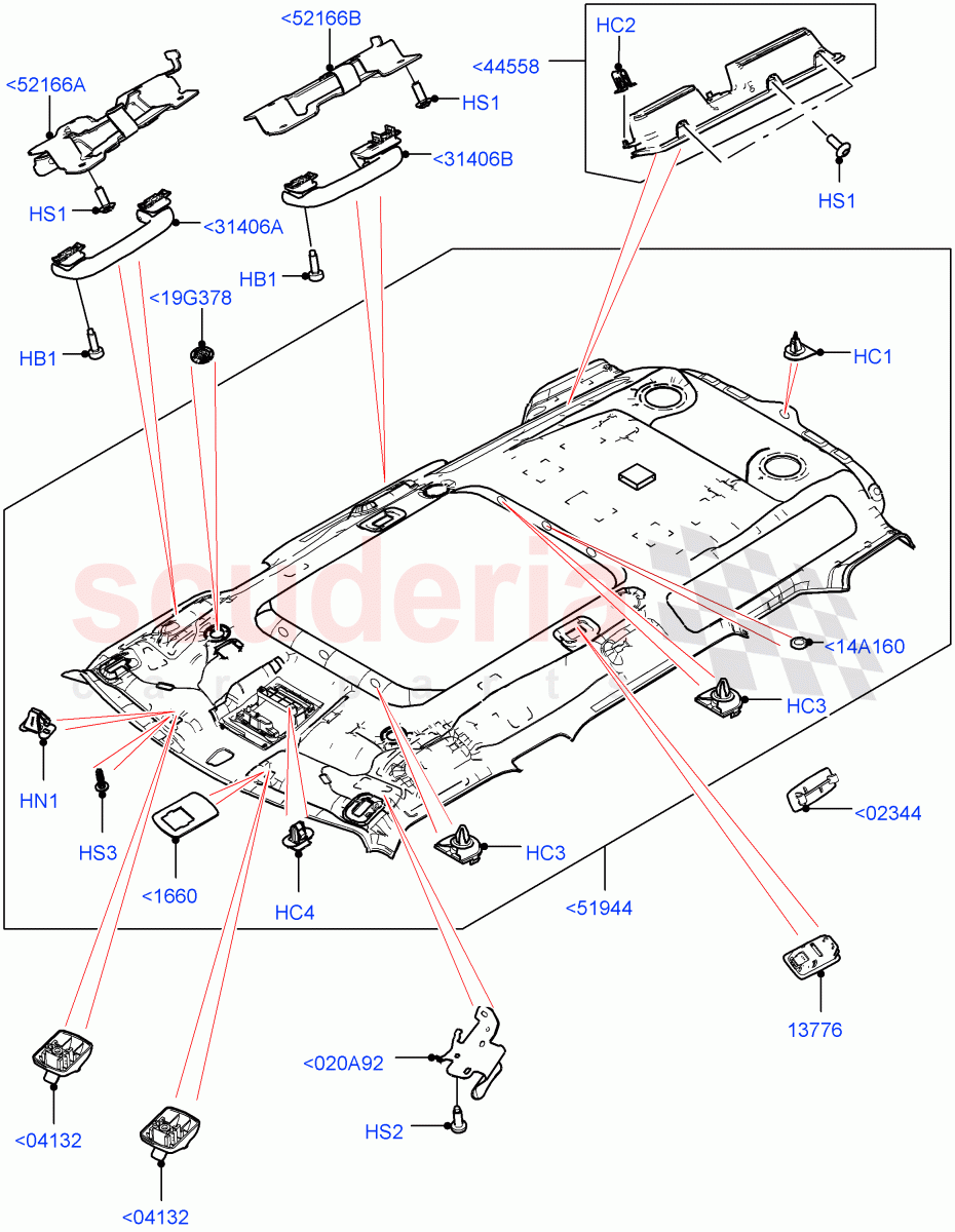 Headlining And Sun Visors (Headlining) (Standard Wheelbase, Roof - Canvas Folding, With Roof Conversion-Panorama Power) of Land Rover Land Rover Defender (2020+) [3.0 I6 Turbo Petrol AJ20P6]