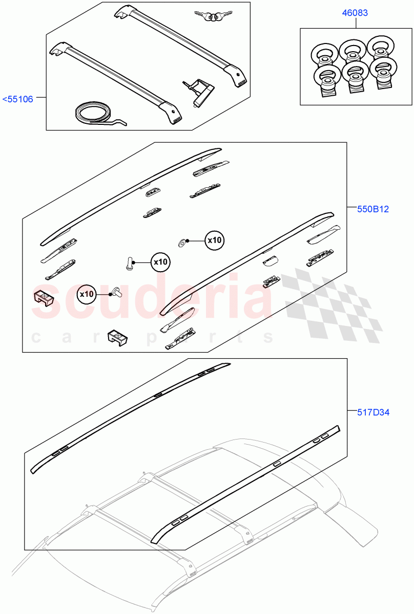 Roof Rails & Crossbars (Accessory) of Land Rover Land Rover Range Rover (2012-2021) [3.0 DOHC GDI SC V6 Petrol]