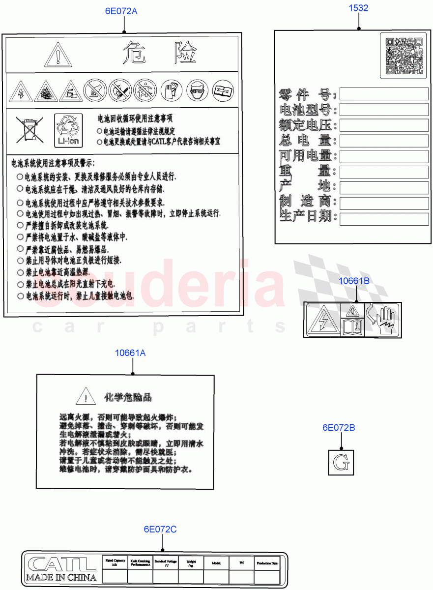 Labels (Traction Battery) (Electric Engine Battery-PHEV) ((V) FROMKG446857) of Land Rover Land Rover Discovery Sport (2015+) [1.5 I3 Turbo Petrol AJ20P3]